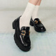 Best Loaf Shoes Women's Shopping Mall Same Style Sheepskin Thick-soled Platform Shoes Women's Casual Leather Shoes TFW29CA2 Black 35