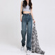 Markyinxiang High Wide-leg-leg-leg pantalon à la mode pour les femmes au printemps et automne 2025 Nouveau petit pantalon rétro à patte droite HN684 Retro Blue S (adapté à 80-95 Jin [Jin est égal à 0,5 kg]))