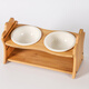 CLCEY Ceramic Cat Bowl Rack Protects Cervical Vertebrae, Anti-Black Chin, Anti-Slip, Anti-Tip Small Dogs, Teddy Adjustable Height Dog Bowl, Two Pure White Bowls + Double Bowl Rack