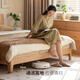 Genji Wood Language Solid Wood Bed Bedroom Double Bed Nordic Log Style Oak Yuexi Large Board Bed 1.8*2.0m Low Bunk Jingxiangjia