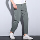 Hunpai Wolf Summer Thin Cropped Pants Men Fashionable Men's Casual Pants Lightweight Pants Trendy Elastic Feet 9-point Pants Cropped Pants R3884 Gray Green Ultra-Thin Style 2XL