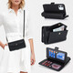 Iscovercase Apple 14Promax/13/12/11 Mobiltelefon Hülle Schutzhülle Wallet Neigung Abdeckungskarte Lanyard Leder Hülle Black + Long Lanyard Apple 11