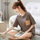 Modal 2024 pajamas for women in summer cotton thin style cute Korean style student short sleeve two-piece suit spring and autumn loose summer home fashionable maroon GXT6636 picture color L (recommended 95-115Jin [Jin equals 0.5 kg])