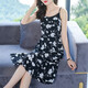 
Shanidoluo large-size women's summer clothing new product fat girl looks slim and fashionable dress age-reducing fashion slimming suspender skirt 16818 Black XL Recommended 100-130Jin [Jin equals 0.5 kg] to wear