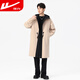 Warrior fake two-piece coat men's mid-length windbreaker jacket men's autumn and winter British style thickened hooded cloak jacket black M