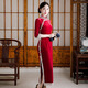 Should the cheongsam old Shanghai Chinese style spring and autumn new style retro temperament long three-quarter sleeves improved solid color gold velvet cheongsam purple 2XL
