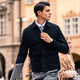 Mr. Cloak Pocket Solid Color Woll Cardigan Spring- und Herbsthornknopf Herrenjacke Pullover BT12353 kaputte Code -Clearance Blumengrau 2xl (185)