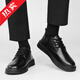 Amaodun leather shoes men's black autumn and winter business formal casual small leather shoes for work men's shoes young people British style breathable black [basic style] single layer 41