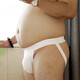 Men's low-waist double thong sexy briefs gay free fat bear plus size thong briefs white XXL - recommended 80-95 kg