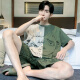 Un pijama de hombres yuxiao en verano en el estilo de algodón puro de manga corta de algodón delgado más grasa más 300 Jin [Jin equivale a 0.5 kg] en verano, las personas gordas pueden usar ropa casera para hombres afuera de 1343 3xl para hombres (185 cm de peso recomendado 180-210)