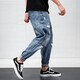 Zehn Kran zerrissene Jeans Männer losen Frühlings- und Sommer-Kumpel-Hosen-Männer abgerissene Bettlerhosen HARUN COW PANS Blue 30 (115-125jin [Jin gleich 0,5 kg]))
