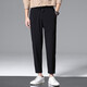 JEEP SPIRIT casual pants for men summer new ice silk trendy small feet cropped pants new loose sports quick-drying pants for men 718 black XL