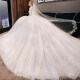 BALITOMMS light wedding dress new bride trailing dreamy European and American long-sleeved palace French conservative female wedding dress custom-made floor-length S