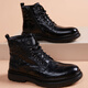 COOKOOS brand Martin boots men's top layer cowhide genuine leather British style Zhongbang work boots casual versatile leather boots men's black 38 (240mm)