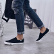 Pull-back canvas shoes men's low-cut all-match casual shoes slip-on lazy slip-on sneakers WXY-903 black 41