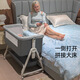 DEARVADER婴儿床多功能床折叠婴儿床可移动0-3岁婴儿护理台新生儿拼接大床 蓝色+床垫+置物篮+尿布台