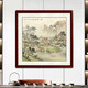 Zhao's Hengxi (ZONLOLV) Chinese ink painting master's pure hand-painted authentic landscape painting collection of water bloom hanging painting restaurant entrance decorative painting thousands of miles of rivers and mountains map feather ink with frame 65cm*65cm