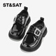 Saturday Children's Shoes Girls Small Leather Shoes Spring New Children's Fashion British Performance Shoes Obsidian Black 34