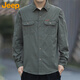 吉普（JEEP）衬衫男春秋季工装外套男士长袖衬衣宽松休闲衣服男装 军绿 2XL