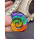 Luxurious American goods Canadian ammolite cosmic snail bare stone pendant rainbow color with pink Specifications28*22mm