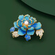 WEISHINI Chinese style dotted emerald peony brooch for women, national fashion classical pearl corsage, elegant and elegant pin, exquisite accessories dotted emerald blue peony B01-203