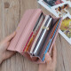 Yizhuchun Fashion Wallet Women's Cover Style Ladies Simple Mom Wallet Long Soft Surface Large Capacity Clutch Pink [Stylish Classic]