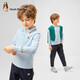 Hush Puppies children's clothing for children, boys and older children, spring and autumn new color ribbed lapels, fashionable and simple long-sleeved POLO shirts, ice crystal blue 120 cm