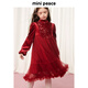 MiniPeace Children's Clothing Girls Dress FBFAF1126 Chinese Red 120cm
