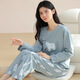 Femaiibo Pyjamas Damen Herbst 2023 Neue Baumwoll-Langhülle Dünne süße Schüler Cartoon Großgröße Home Clothing Set MP 09M9902 M 155-160c (40-50 kg)
