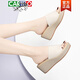 CARTELO sandalias y pantuflas de cocodrilo (CARTELO) para mujer, parte inferior gruesa, moda para madre 2024, nuevos tacones planos de verano, tacones de cuña, cuero genuino JST 12052, beige, altura del tacón de cuero 5,5 CM 38