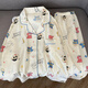 NJSKAKW fat mm300Jin Jin is equal to 0.5kg loose long sleeve large size autumn new sweet fat sister Yunduo cotton plus fat plus size women's pajamas ah826 one-horned monster#Yunduo cotton loose open M size recommended 80-100Jin Jin is equal to 0.5kg