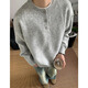 POUM gray Henry collar sweater men's autumn and winter style bottoming sweater lazy style loose casual jacket XZWP-D66 light gray M