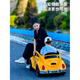 Pushou children's electric car can sit on four-wheeled electric car for men and women, new remote control toy car, double stroller, yellow, electric drive