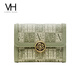 Vanessa Hogan VH Damenbeutel Camellia Serie Spleißen kurzer Brieftasche Mode Camellia Presbyopia Brieftasche Senden Sie Freundin Geburtstagsgeschenk Grün grün