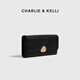 CHARLIE&KELLI CK品牌包包女包2025新款简约钱包卡包长款手拿包生日礼物送女生 黑色【京仓配送 礼盒包装】