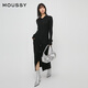 moussy 新品简约风淑女H型长款针织连衣裙010HA673-7891 020黑色 S