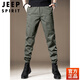 Jeep Spirit American Authentic American Work Hosen Herren Sommer dünne Stretch lose Krawatten Harun Ice Seidenhose Herren Arbeithosen Militärgrün 2xl