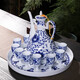 Hongying ceramic blue and white porcelain Chinese style white wine cup set old-fashioned household Jingdezhen ceramic wine set Chinese antique wine jug yellow spirit cup wine divider small wine cup with tray gift box Fuguilian