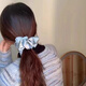 
2024 new style gentle temperament mercerized satin large intestine circle for women French super fairy oil painting hair ring 3897-1-light blue oil painting satin hair ring