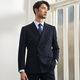 Guillaume (G MONS) suit men's suit men's suit men's slim business suit men's wedding groom casual vertical striped suit suit navy blue top + pants two-piece set 52