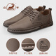 Ram leather shoes for men, genuine leather spring and summer formal business men's shoes, British style trendy men's casual shoes, khaki 40