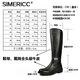 SIMERICC全牛皮阅兵靴 一脚蹬军马术靴 男士 摩托骑士靴 真皮高筒长靴6629 黑色 44 (270mm)