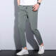 Hunpai Wolf Summer Thin Cropped Pants Men Fashionable Men's Casual Pants Lightweight Pants Trendy Elastic Feet 9-point Pants Cropped Pants R3884 Gray Green Ultra-Thin Style 2XL