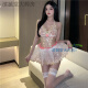 Campo de encaje para mujeres Uniforme de boda sexy Seductor Transparente Transparente Princesa Princesa Pajama Set 3294 White más medias de una sola talla 80-130Jin [Jin es igual a 0.5 kg]