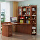 Guansi solid wood desk rack combination computer desk desktop bookcase integrated simple bedroom home corner combination study desk white 120*80 upper and lower bookshelf with door