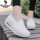 Western Camel (VANCAMEL) rocking shoes for women spring new thick-soled wedge-heeled slip-on slip-on shoes versatile air-cushion casual sports travel shoes for women 869 Feizhi White 38