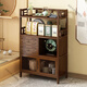 Jiaaihe solid wood small Bogu rack tea cabinet multi-functional tea set tea storage cabinet side cabinet small storage shelf four layers upgraded right drawer with door