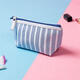 Whale Valley House Cosmetic Storage Bag Portable Travel Small Cosmetic Bag Student Bag Women's Carrying Waterproof Toiletries Storage Bag Pink Stripes