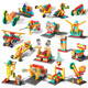 Feelo (Feelo) Kinderausrüstung Baugruppe Bausteine ​​Spielzeug Jungen und Mädchen Geburtstagsgeschenkverknüpfung Serie 3 Stufen 217 Körner 2213