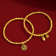 Jingyuelong Pure Gold 999 Two Worlds Huan Ancient Method Gold Bracelet Inherited Lotus Transfer Beads Blessing Brand Bracelet Bracelet for Women to Give to Wife 5mm Gold Beads + Blessing Brand Approximately 4.3-4.4g